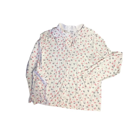 BONPOINT‎ Blouse Girls Ruffled Cherry Print Pima Cotton Button Top sz 10 - Picture 5 of 5